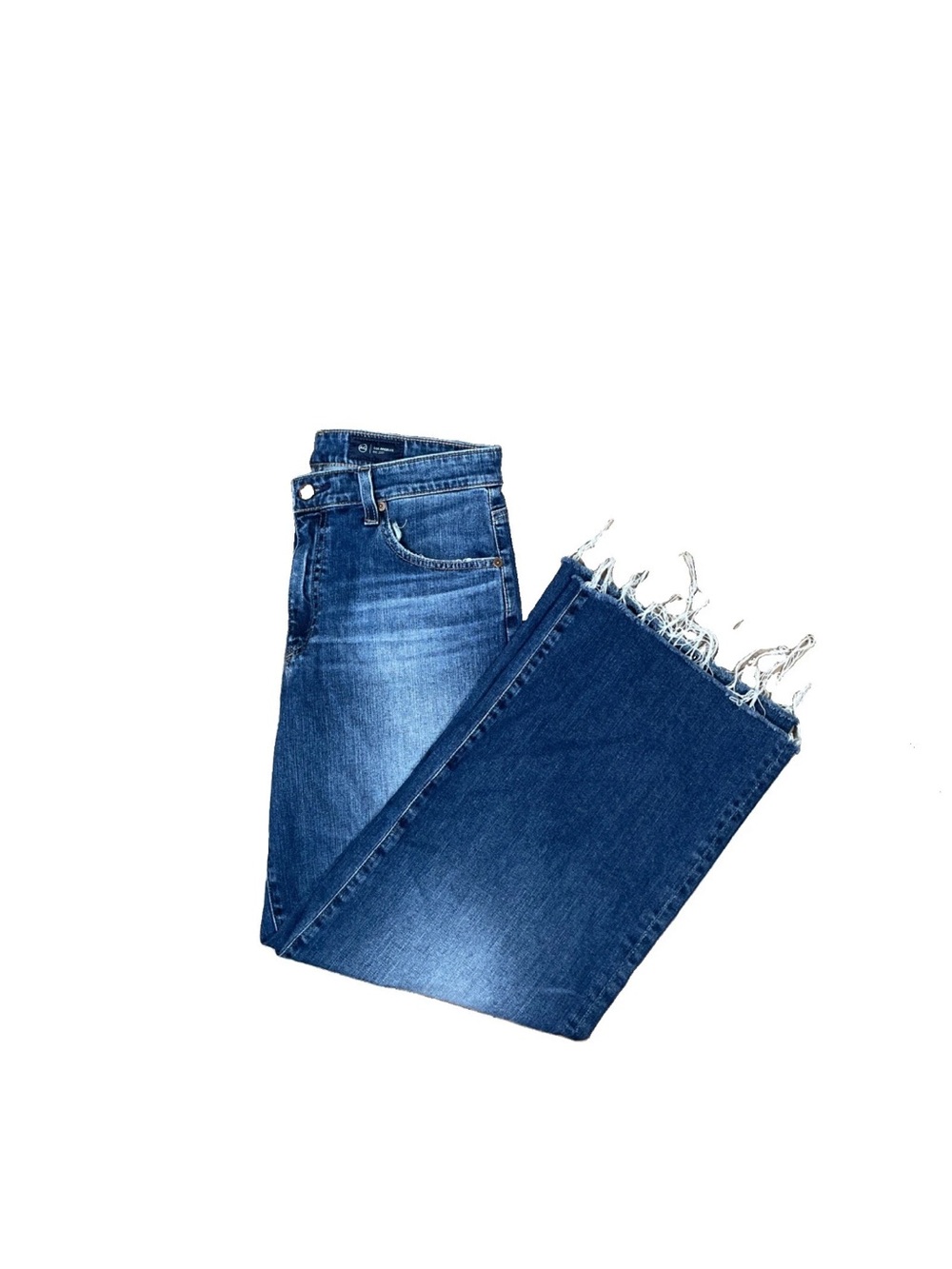 AG Adriano Goldschmeid Saige Wide Leg Crop Jeans Womens 29 High Rise Raw Hem